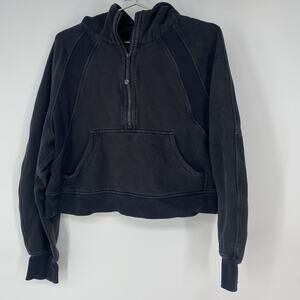 Lululemon Scuba 1/2 Zip Cropped Hoodie Black Women s Size M/L